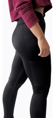 Leggings Corte Colombiano Negro Con Bolsas Laterales