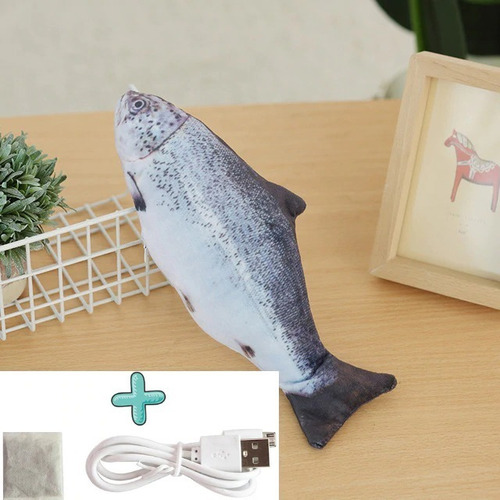 Pez Eléctrico Para Gatos Recargable Usb