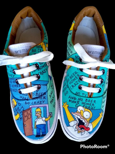 Zapatillas Pintadas A Mano. Homero Loco. Los Simpsons.