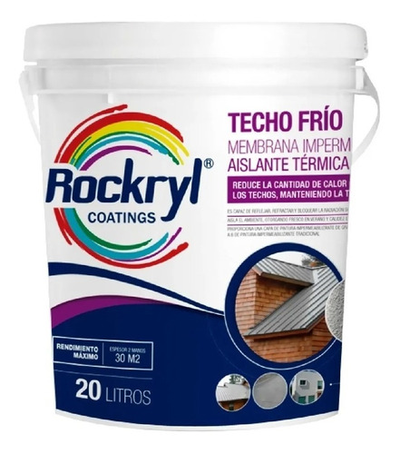 Pintura Escudo Solar Rockryl Techo Frio 20 L Membrana Pasta