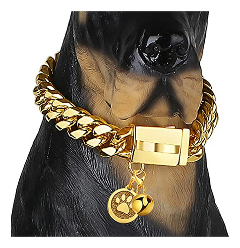 Collar De Perros De Cadena De Idofas 14mm Oro Cubano Ntxqz