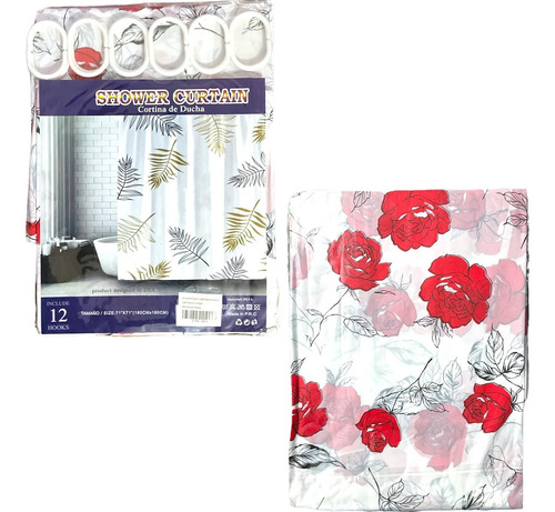 Cortinas De Baño-ducha Impermeable Varios Modelos 1.80x1.80 Rojo Rosas