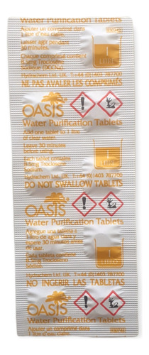 Oasis Tableta De Purificación Potabilización De Agua 10 Lts