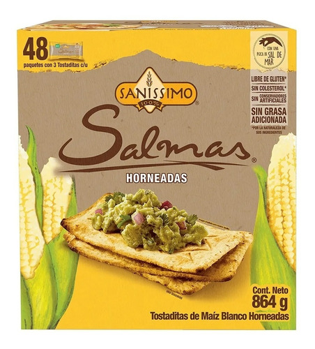 Salmas Horneadas Caja C/48 Paquetes Con 3 Tostadas C/u 864gr