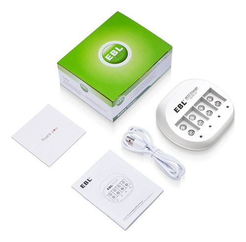 Cargador Inteligente 4 Puertos De 9v + 6 Pilas Recargables