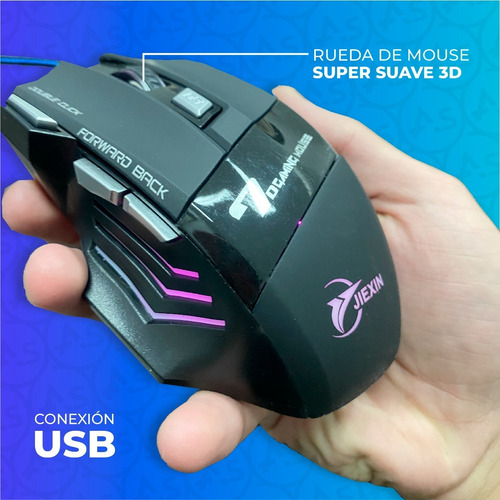 Imagen 4 de 10 de Mouse Gamer 7d Gaming Luces Led Rgb 7 Botones Usb Graduable
