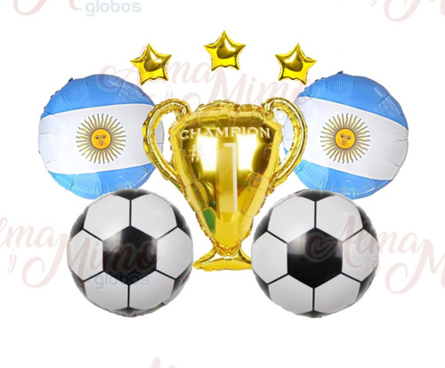 Pack Globos Argentina Campeón Mundial X 8 Unidades 