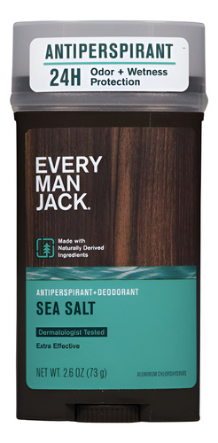 Every Man Jack Deodorant Sea Salt 73g Fragancia Natural