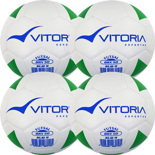 Kit 4 Bola Futsal Vitoria Brx Max 50 Sub 9 Pré Mirim