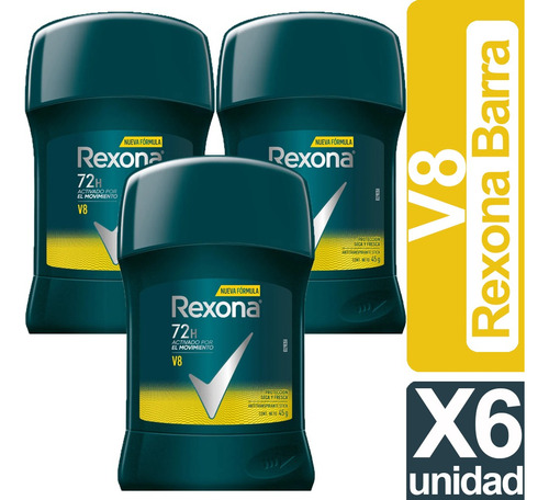 Desodorante Rexona Men V8 Barra Pack De 6 Unidades