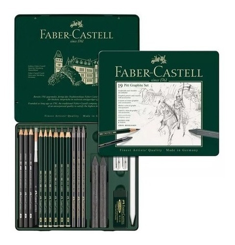 Estuche para lápices Pitt Graphite de Faber-Castell, 19 piezas, color grafito