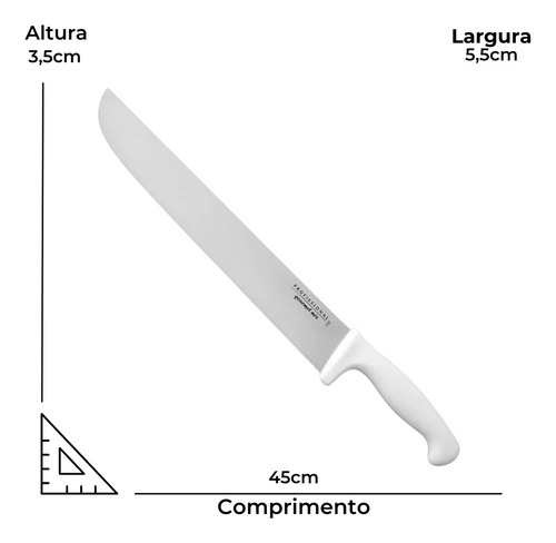 Faca De Carne Açougue Profissional 12 Polegadas Cabo Branco