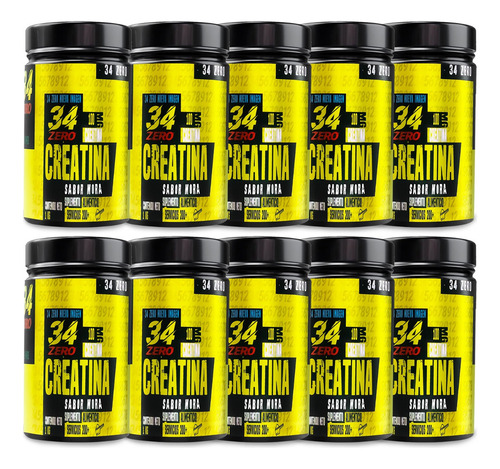 Suplemento Creatina Monohidratada 34 Zero 1 Kg C/u 10 Piezas Sabor Moras