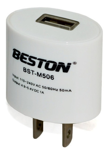 Cargador De Pared Con Salida Usb De 1.0 A · Beston Bst-m506 Color Blanco