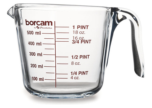 Jarra Medidora Vidrio Con Manija  500 Ml Borcam Pasabahce