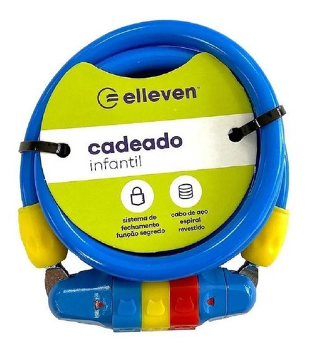 Cadeado Para Bicicleta Elleven Infantil 120cmx8mm Rosa Azul