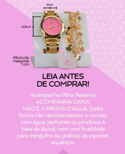 Kit Relógio Feminino Dourado+pulseira Bonito 100% Original