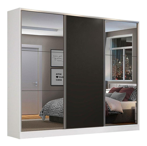 Ropero Closet Madesa Royale 3 Puertas 2 Espejo Color Blanco/Negro