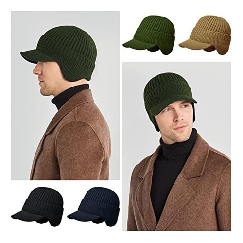 Gorro De Invierno Para Hombre Con Ala, Cálido Gorro Con Orej