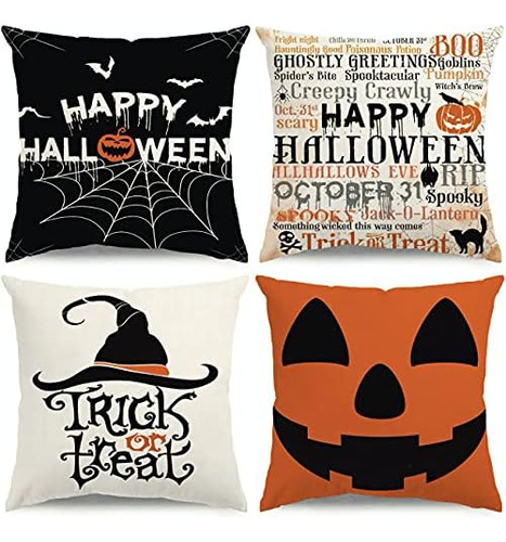 Halloween Decorations Pillow Covers 18x18 Set Of 4 Hall...