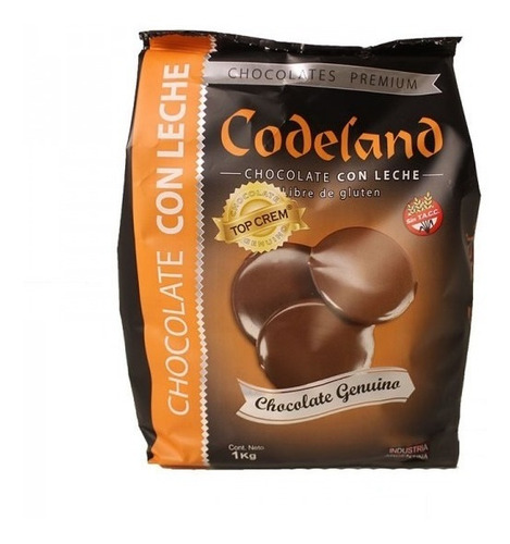 Chocolate Cobertura Con Leche Top Crem Codeland 1 Kg