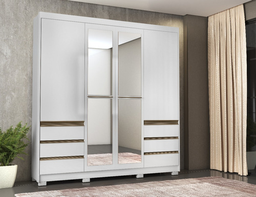 Imagen 6 de 7 de Placard Ropero 4 Puertas 6 Cajones 212x212x047 - Alvorada