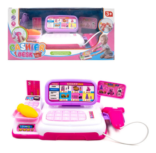 Caixa Registradora De Brinquedo Com Acessórios, Luz E Som Cor Rosa