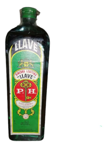 Antigua Botella De Ginebra Llave Con Su Contenido Original