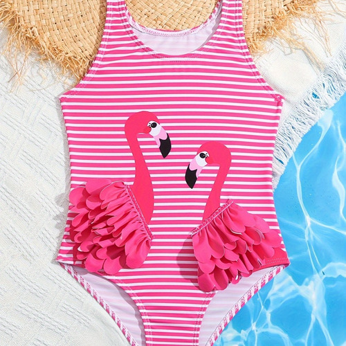 Traje De Baño De Una Pieza Sin Mangas Con Estampado De