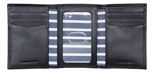 Billetera Nautica 61-1708-075 Color Black De Cuero - 115mm X 82mm X 2cm