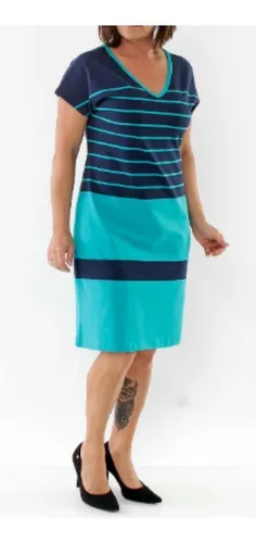Vestido listrado no joelho 2025