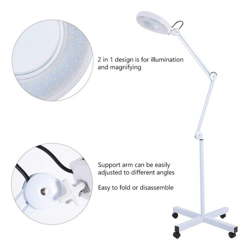 Lámpara De Pie Con Lupa Y Luces Led Para Estética Y Belleza