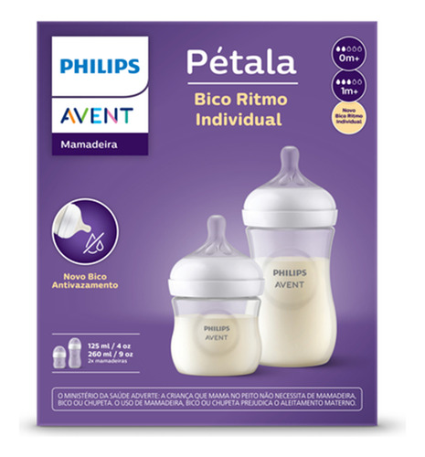 Kit 2 Mamadeiras Transparente 125ml 260ml Philips Avent