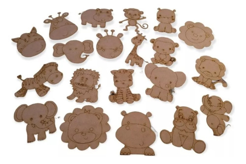 20 Figuras Animales De La Selva En Madera Mdf 20 Cm De Alto