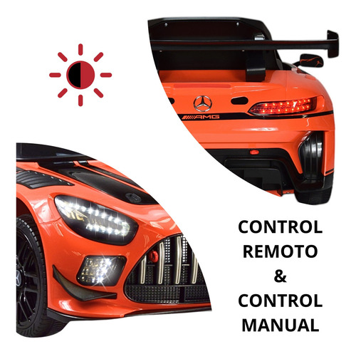 Montable Electrico Para Niños Mercedes Benz Carro De Carreras Color Naranja