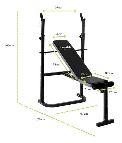 Banco Multifuncional Reclinable Para Pecho Bywell