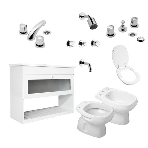 Imagen 1 de 9 de Juego Baño Sanitarios Roca Vanitory 80cm Griferia Fv Envio