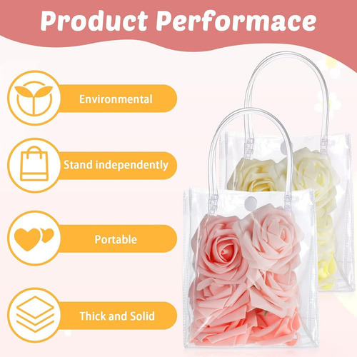 60pcs Bolsas De Regalo De Pvc Transparente Con Asas, Bolsas