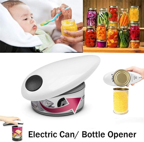 Abrelatas Electrico + Borde Liso Con Abridor De Botellas