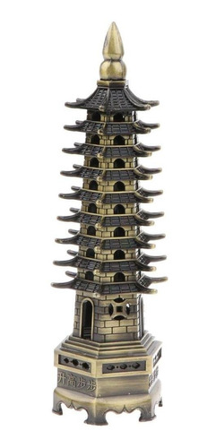 Retro Metal Modelo Pagoda Architecture Buliding Figurines