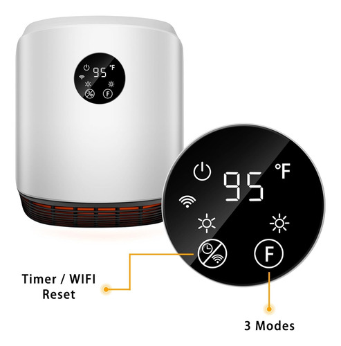 Calenton Electrico De 1500w Rapido Wifi 3 Modos Ptc-sh015