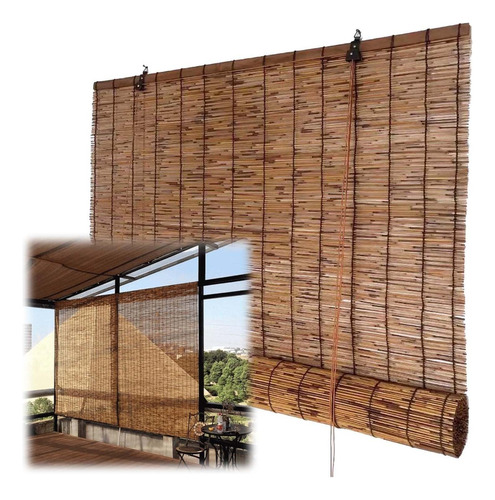 Persiana Enrollabl Bambu Para Interior Exterior Natural Luz