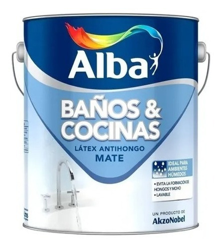 Pintura Latex Baños Y Cocinas Alba Antihongo X 4 Lt