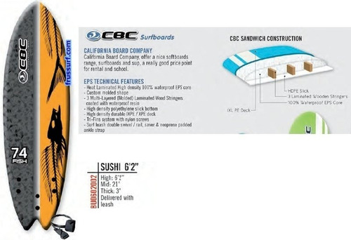 Tabla Surf Soft Escuela Medida 6´2 California Board Company