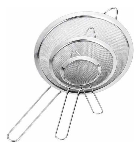 Kit Com 3 Peneiras Coador Inox Utensílios Cozinha