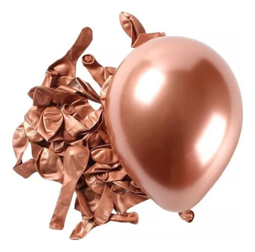 Balão Bexiga Cromado Metalizado Redondo N9 Rose Gold 50 Uni