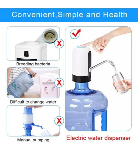 Imagen 3 de 8 de Bomba Dispensador Usb Agua Electrónico Recargable Botellón