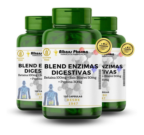 Blend Enzimas Digestivas+sais Biliares 360 Caps Com Laudo Sabor Sem Sabor