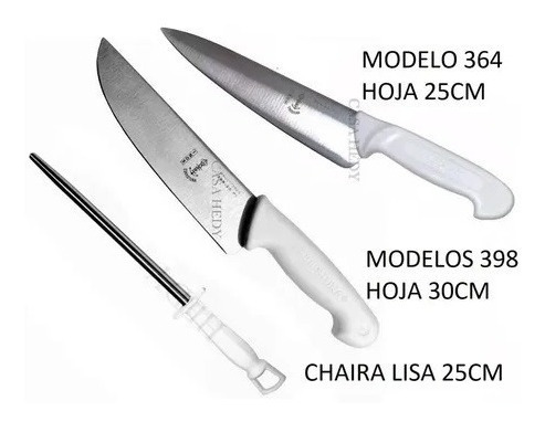 Imagen 1 de 1 de Cuchillos Eskilstuna 30cm Inox 398 + 364 Chef + Chaira Lisa