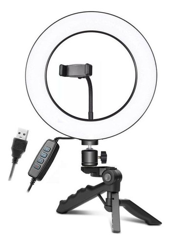 Iluminador Ring Light Led 26cm Usb Tripé 3500k-5500k